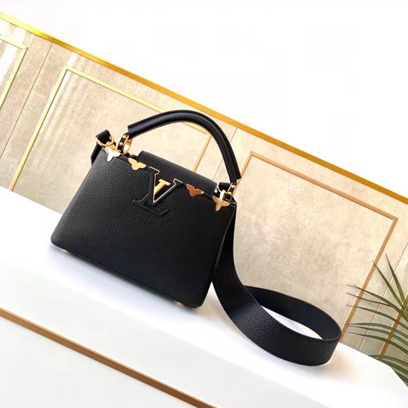 Louis Vuitton CAPUCINES MINI Taurillon Leather Bag M56669 Black